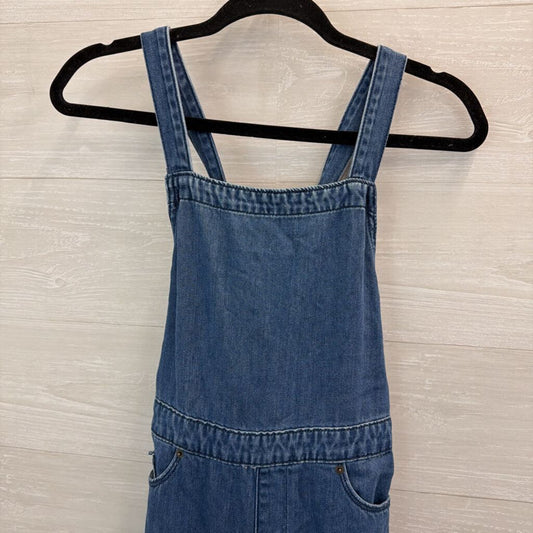 Blue Chambray Tie Strap Overalls Jumpsuit 4