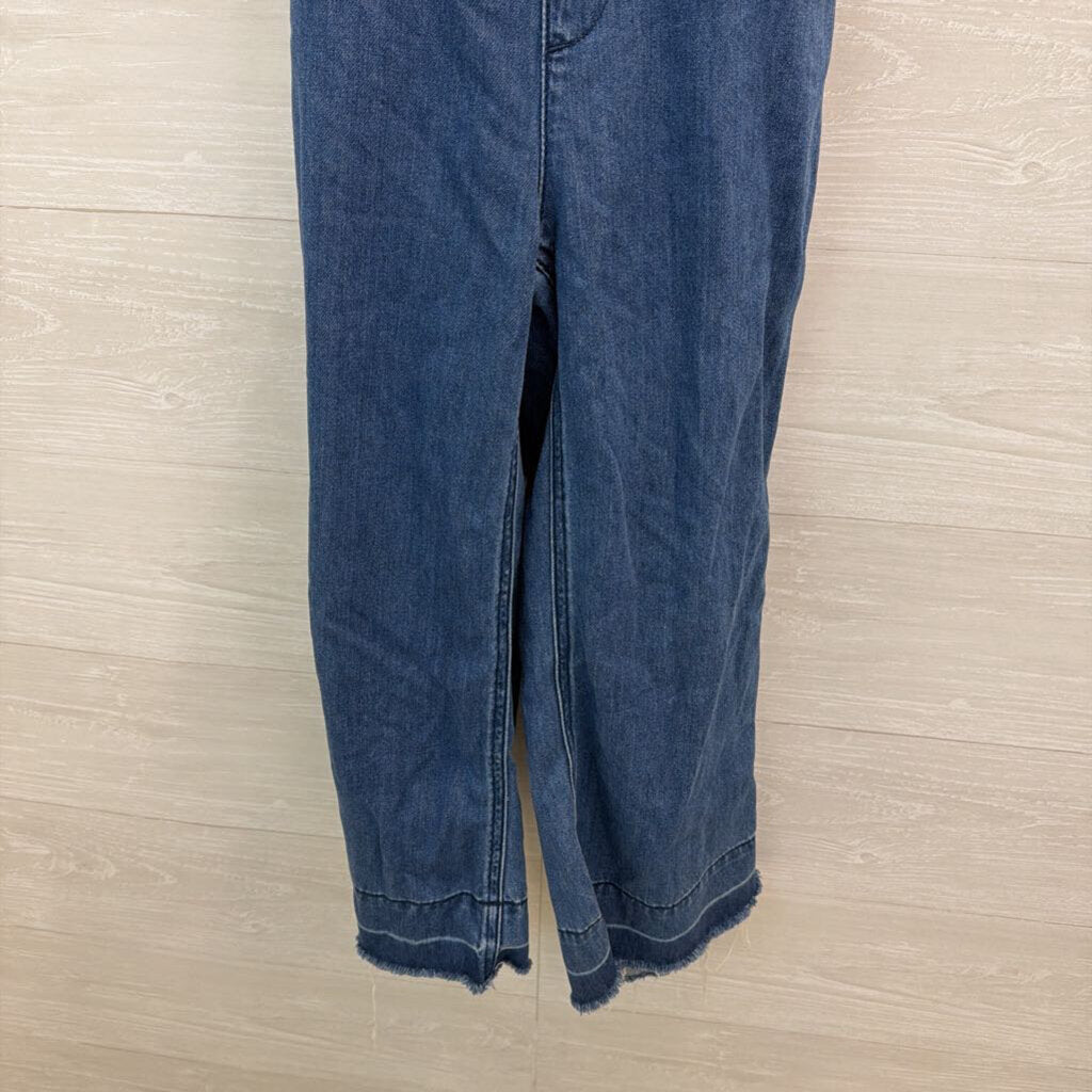 Blue Chambray Tie Strap Overalls Jumpsuit 4