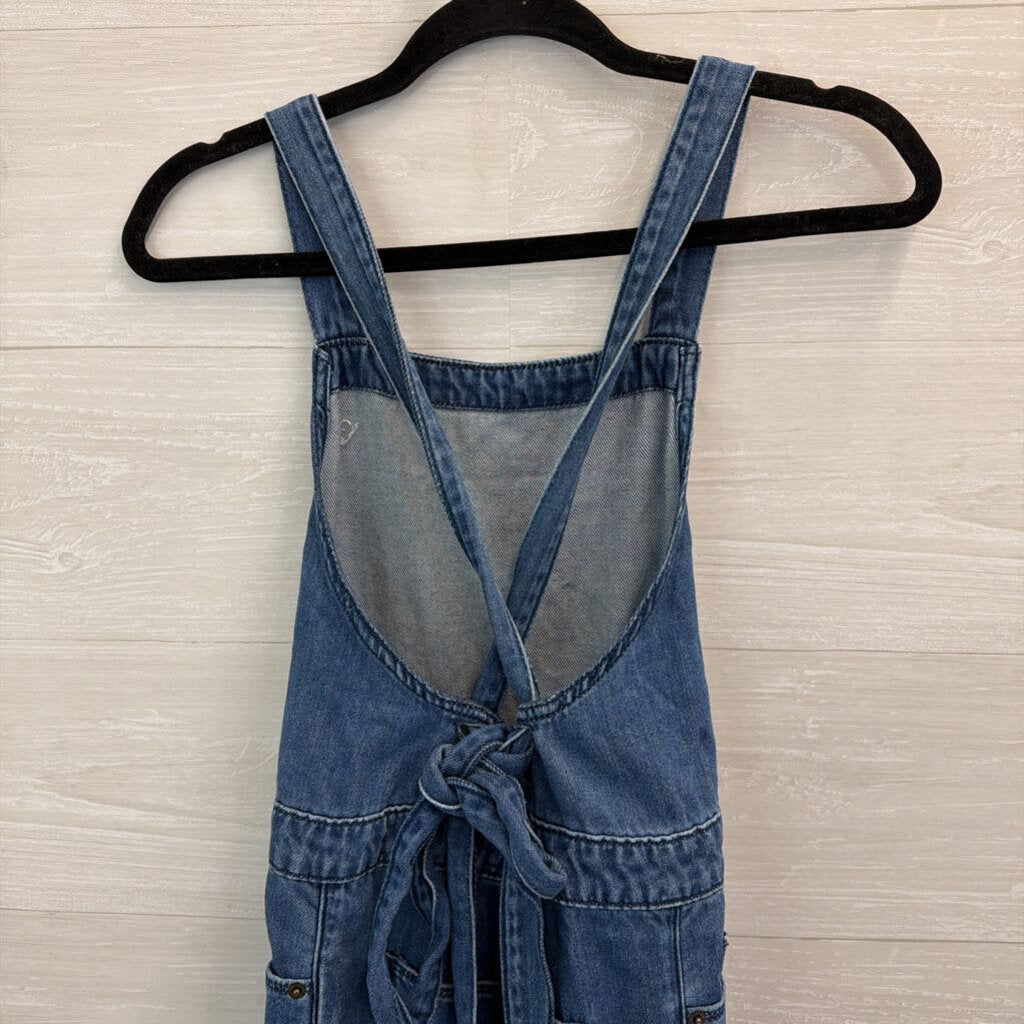 Blue Chambray Tie Strap Overalls Jumpsuit 4