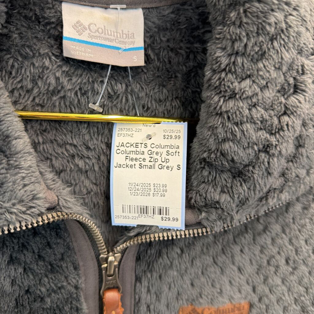 Columbia Grey Soft Fleece Zip Up Jacket Small