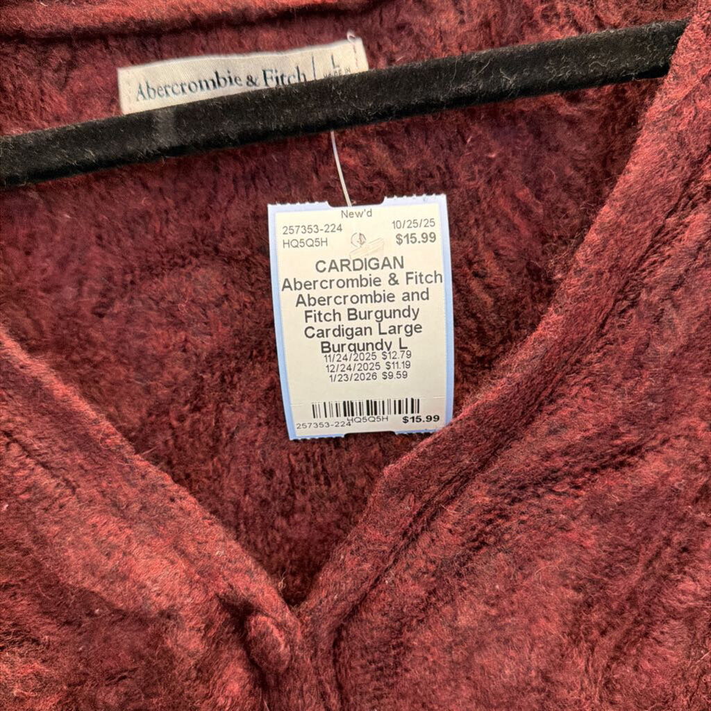 Abercrombie and Fitch Burgundy Cardigan Large