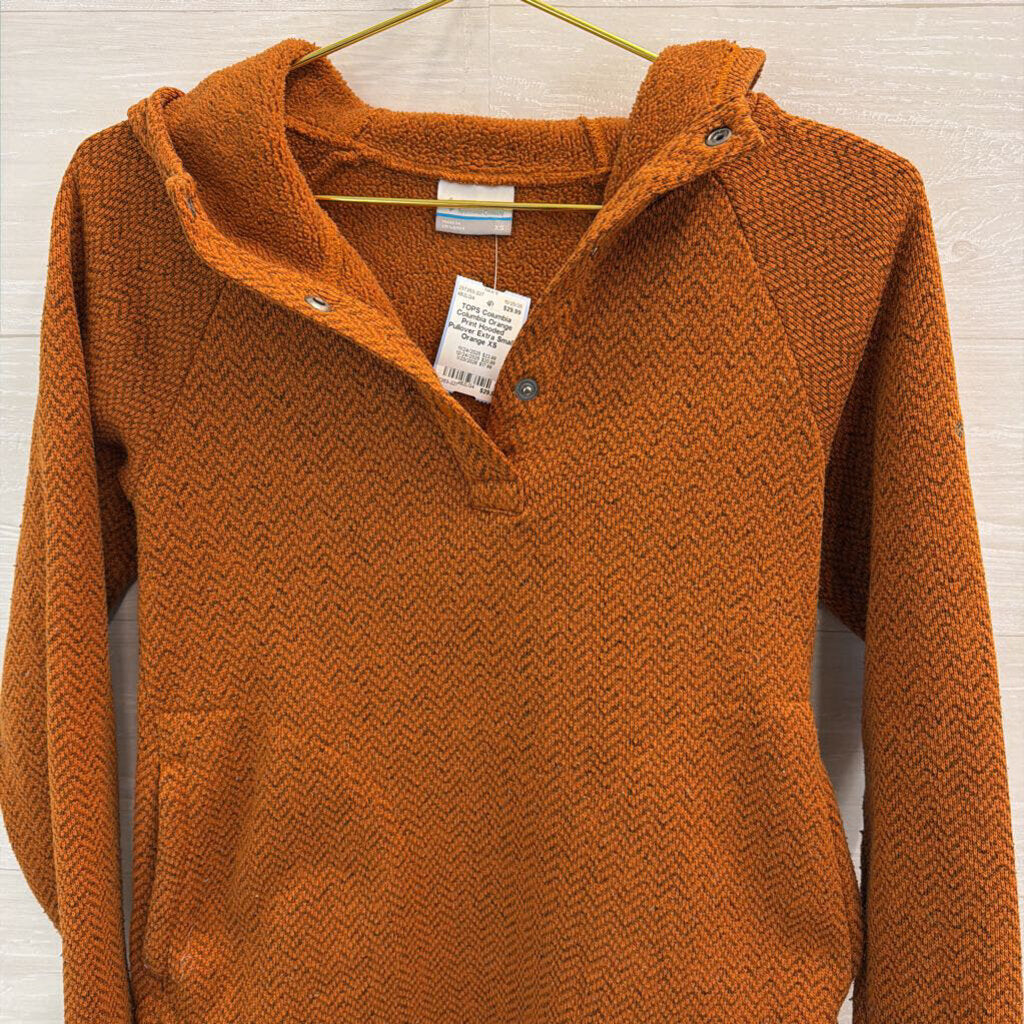 Columbia Orange Print Hooded Pullover Extra Small