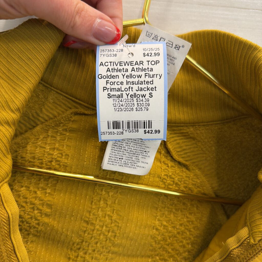 Athleta Golden Yellow Flurry Force Insulated PrimaLoft Jacket Small