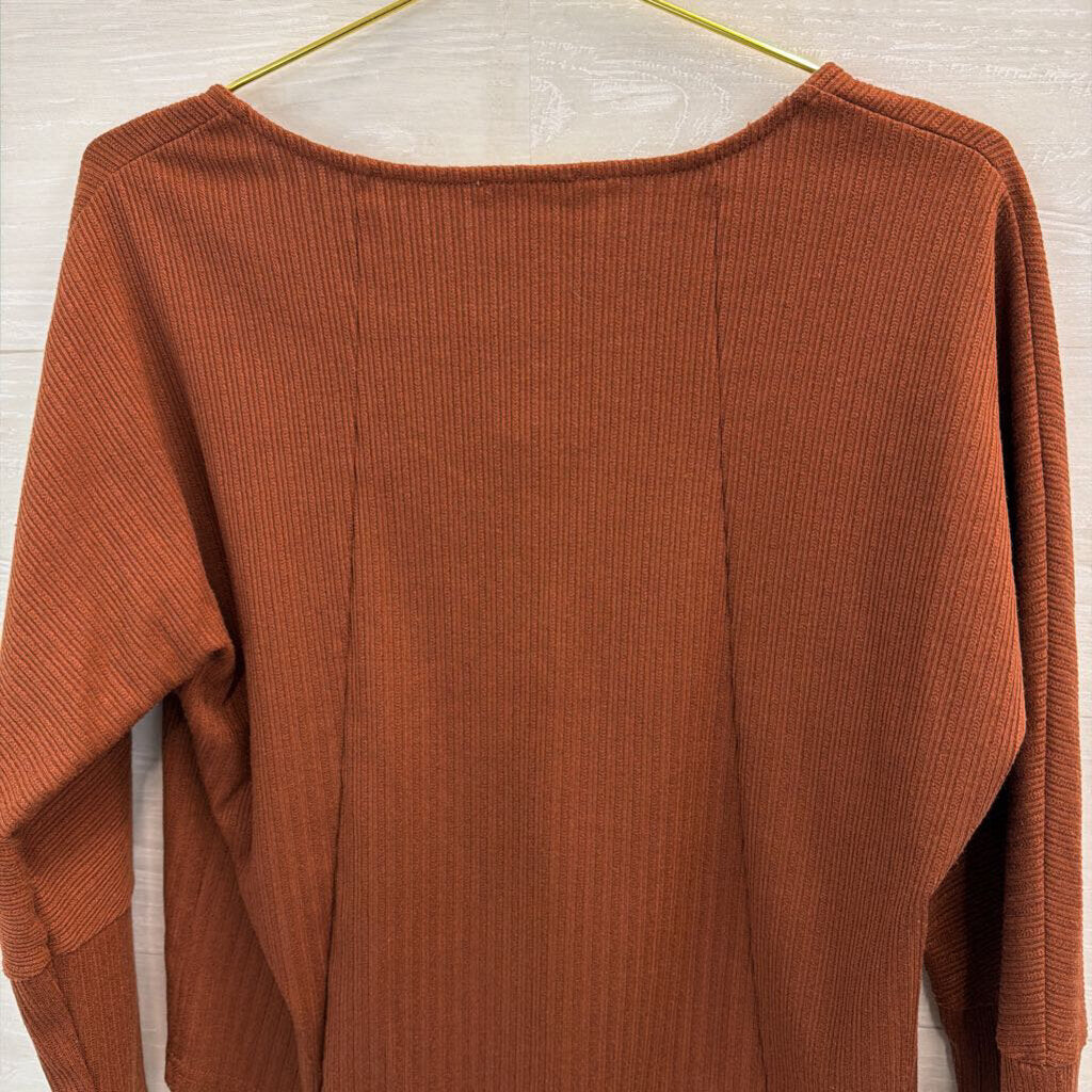 Bohme Brown Hook Up Front Long Sleeve Top Extra Small