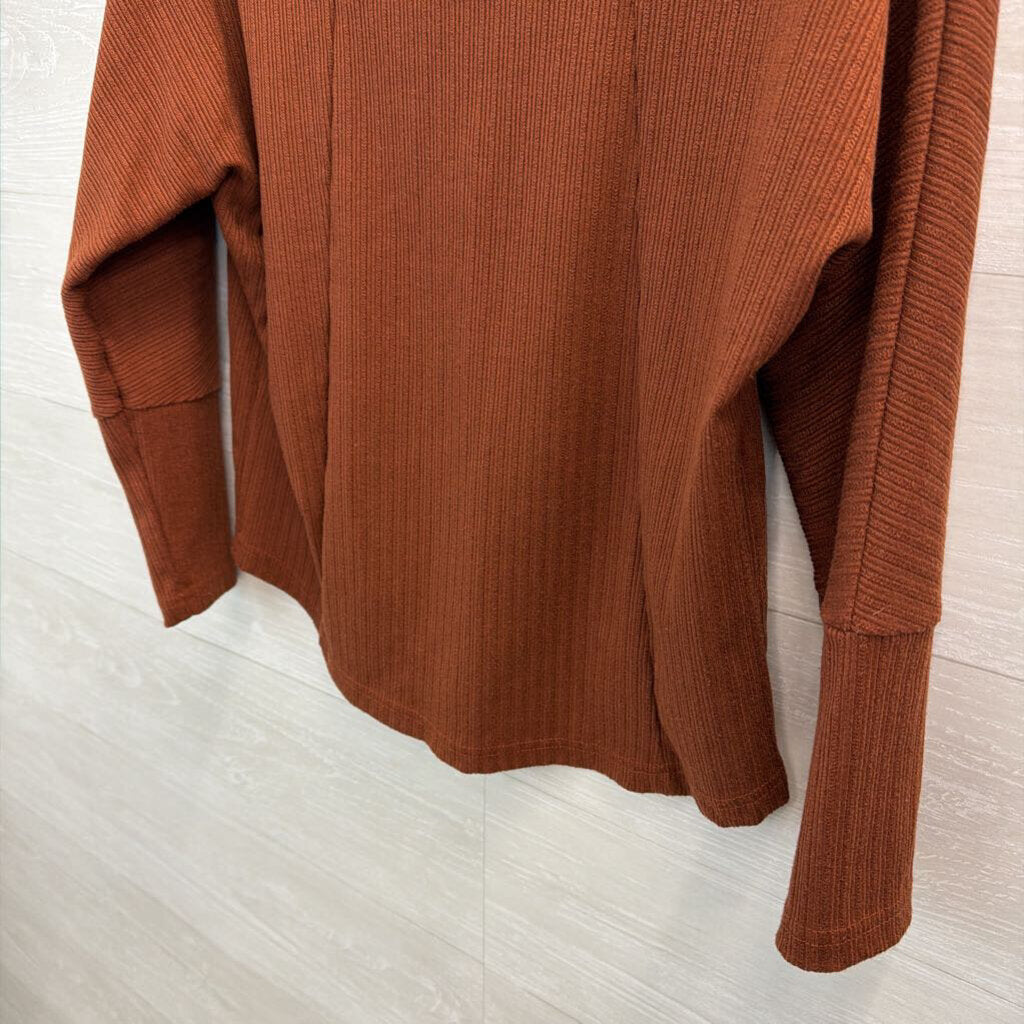 Bohme Brown Hook Up Front Long Sleeve Top Extra Small