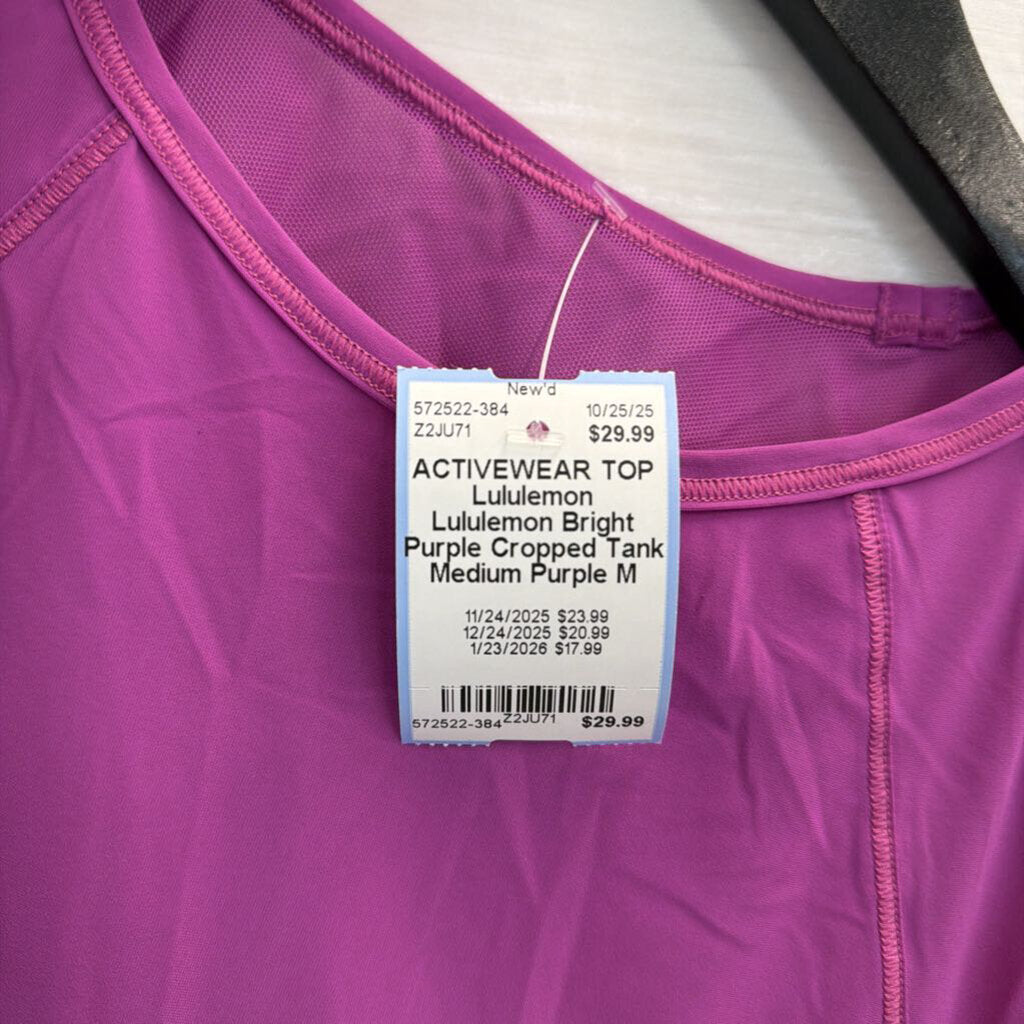 Lululemon Bright Purple Cropped Tank Medium