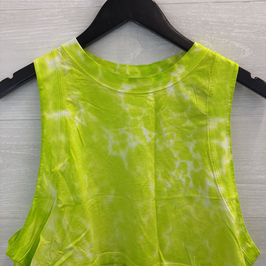 Lululemon Green/ White Tie Dye Wide Arm Hole Cropped Tank Medium
