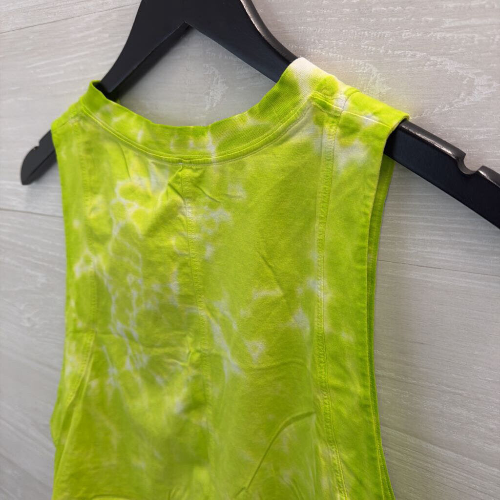 Lululemon Green/ White Tie Dye Wide Arm Hole Cropped Tank Medium
