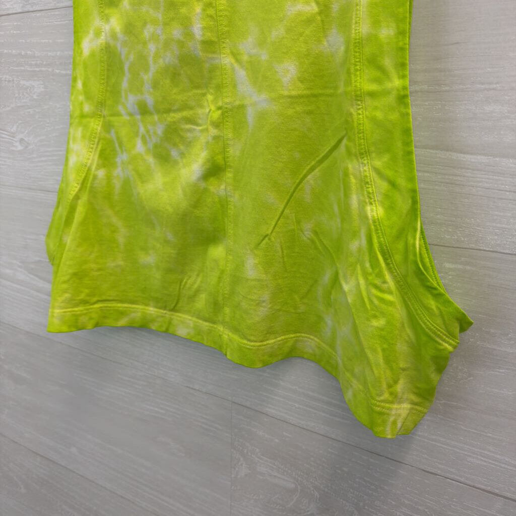 Lululemon Green/ White Tie Dye Wide Arm Hole Cropped Tank Medium