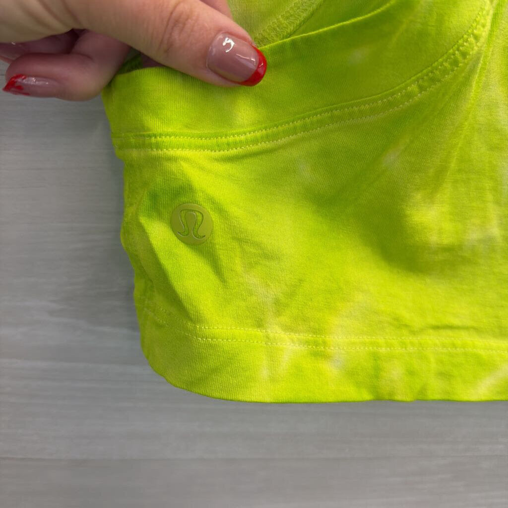Lululemon Green/ White Tie Dye Wide Arm Hole Cropped Tank Medium