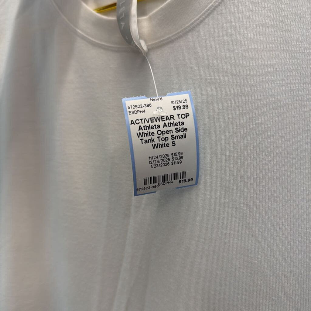 Athleta White Open Side Tank Top Small