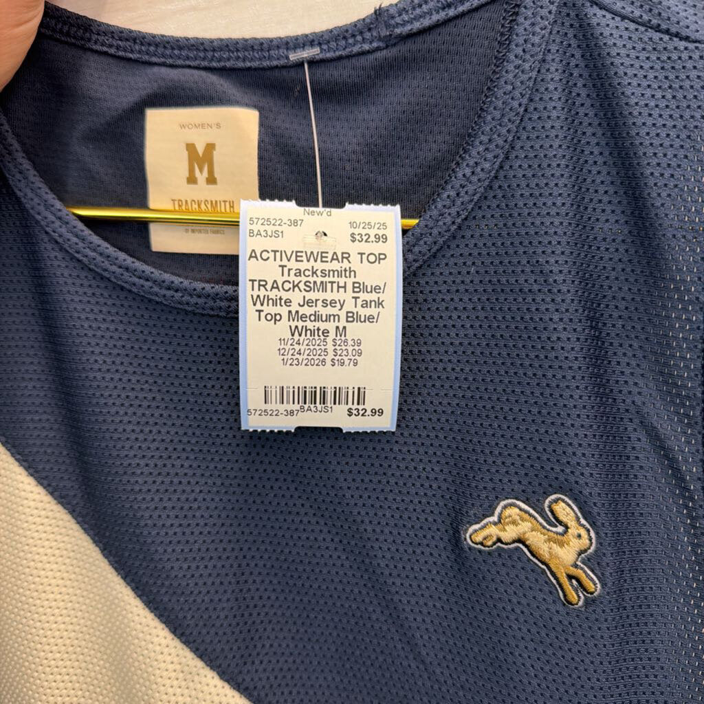 TRACKSMITH Blue/ White Jersey Tank Top Medium