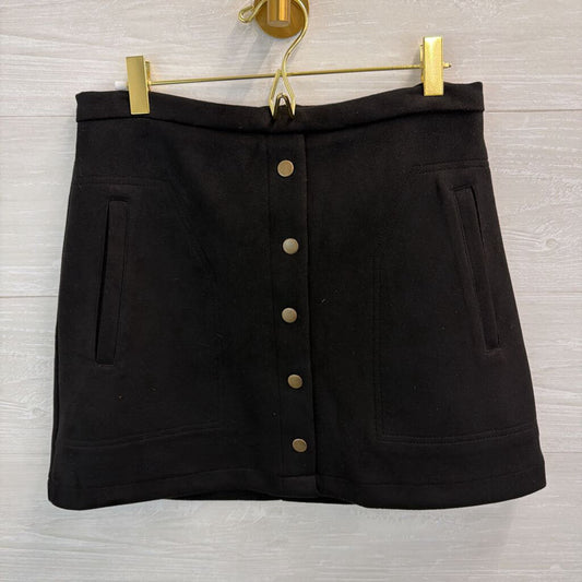 HYFVE Black Suede Button Front Mini Skirt Medium