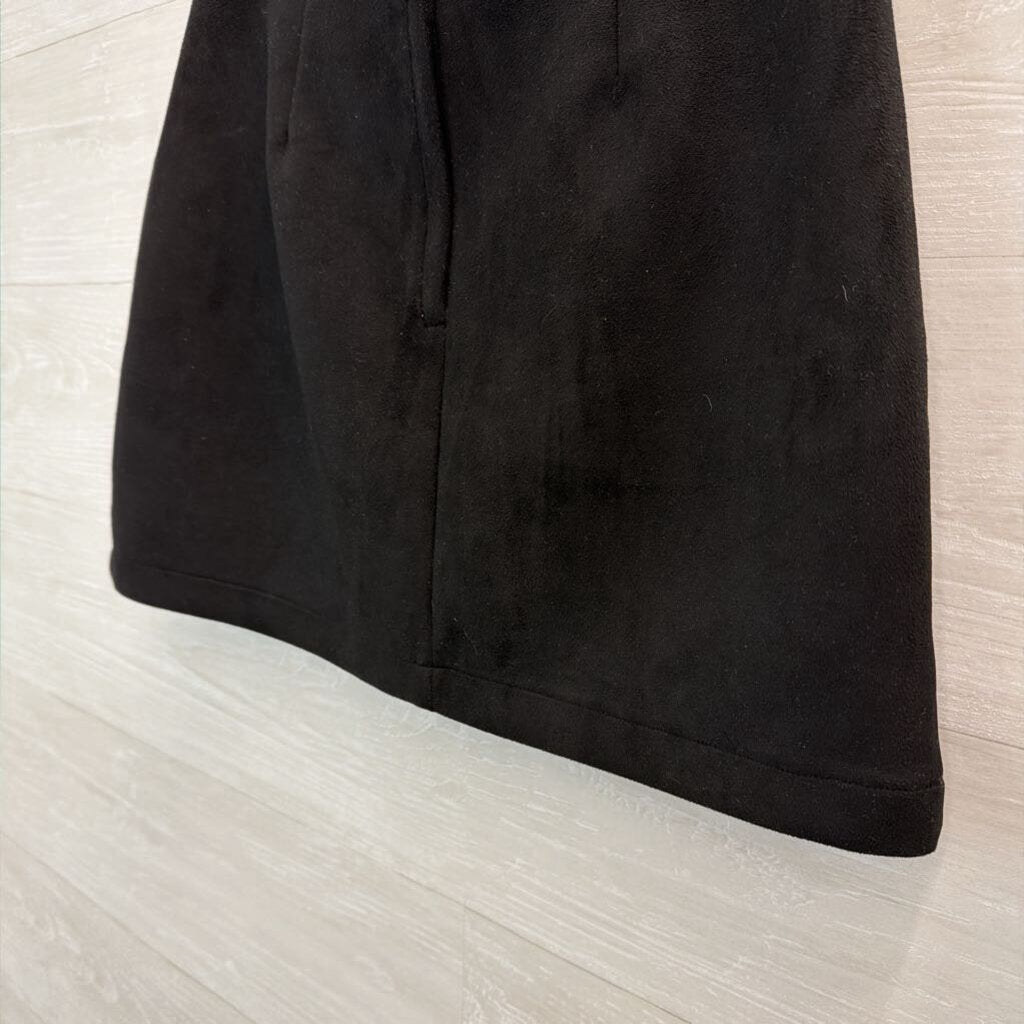 HYFVE Black Suede Button Front Mini Skirt Medium