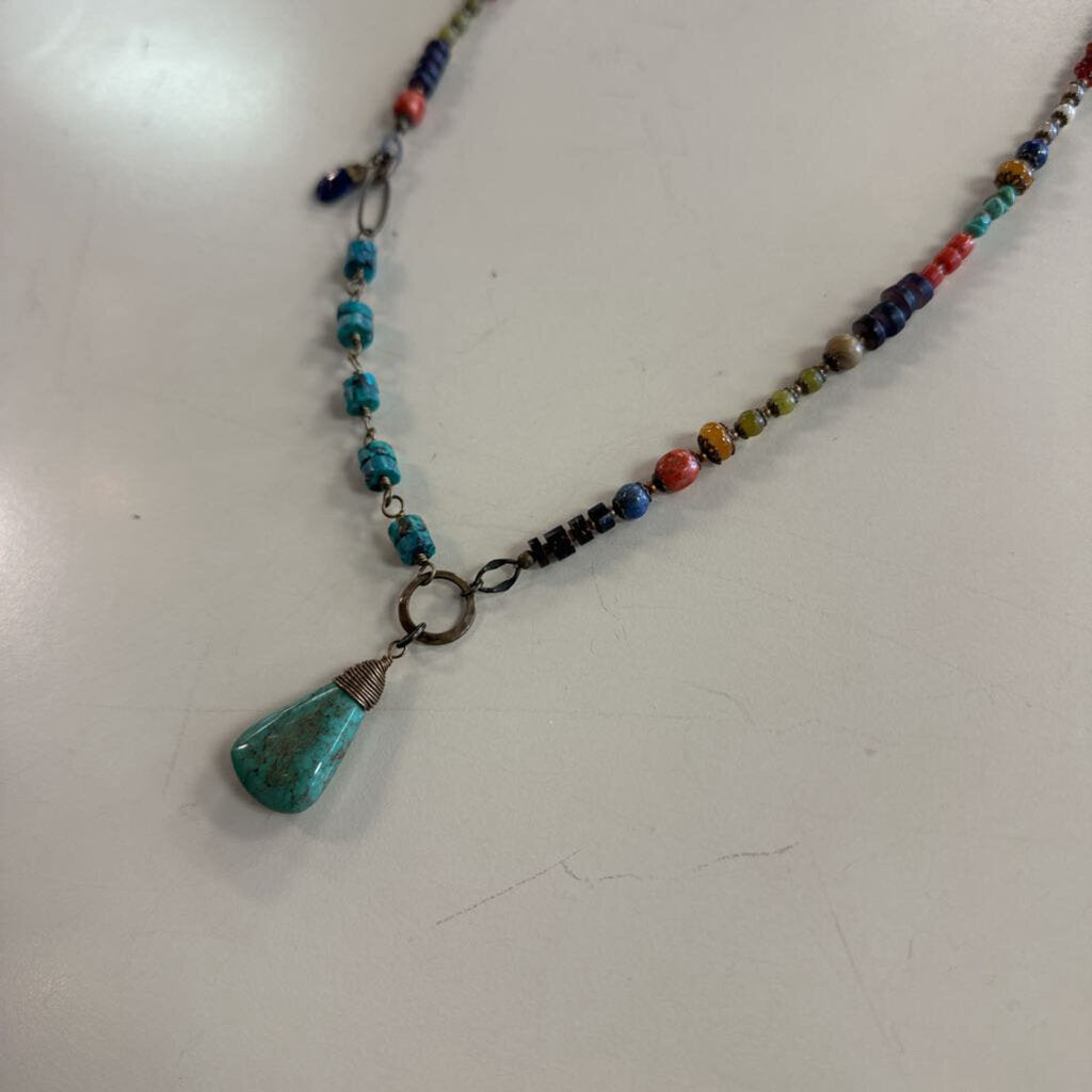 Anne Vaughan Multi Colored Stone Long Necklace