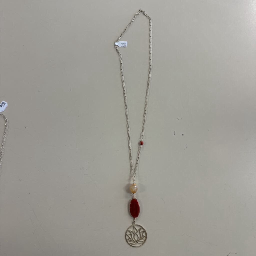 Lotus Pendant Long Necklace