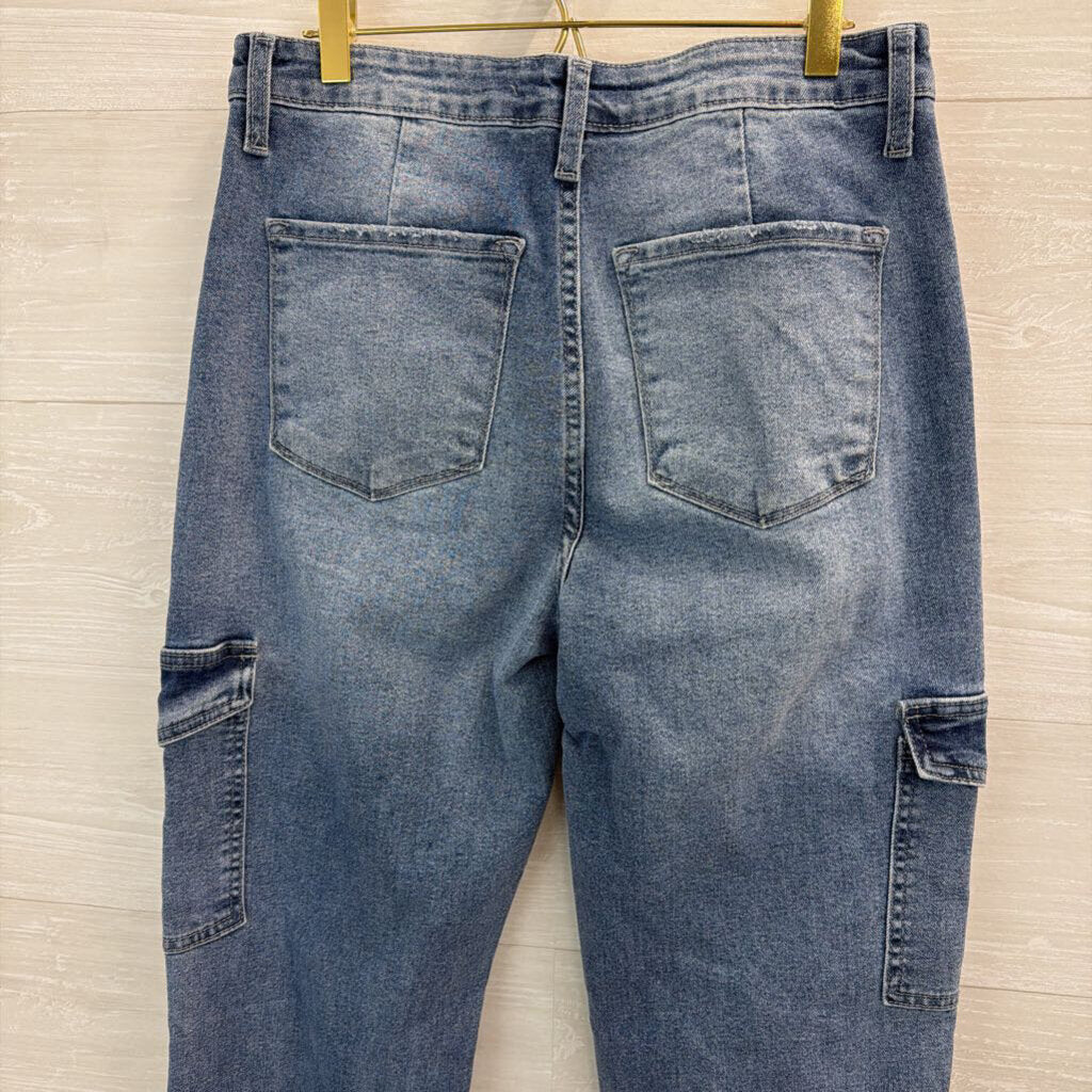 Kan Can Medium Wash Side Pocket Bootcut Jeans 28