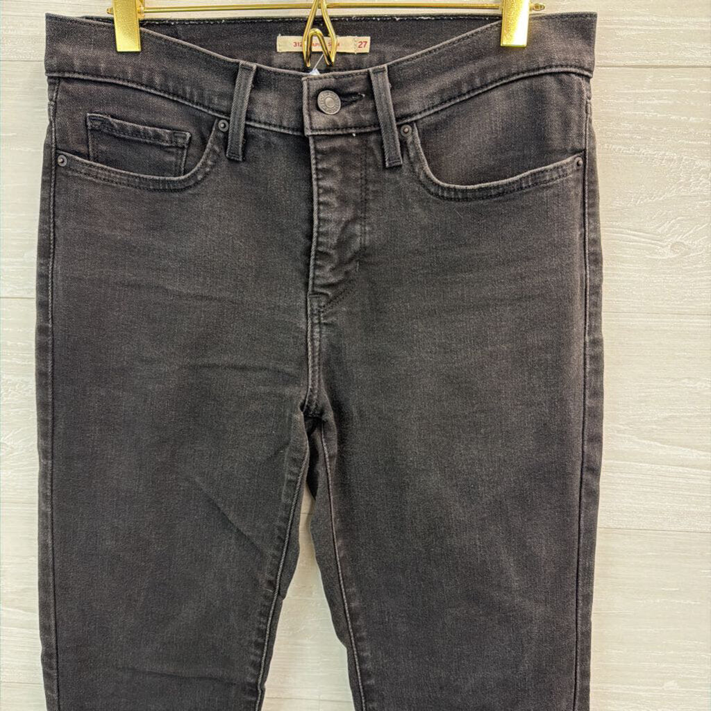 Levi Black Denim 312 Shaping Slim Jeans 27