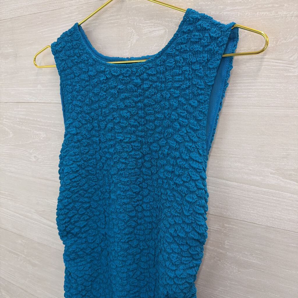 Anthropologie Blue Textured Mini Shift Dress Small