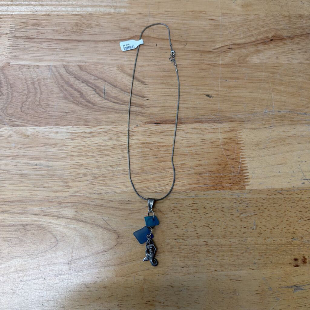 Silver/ Blue Stone Mermaid Pendant Necklace