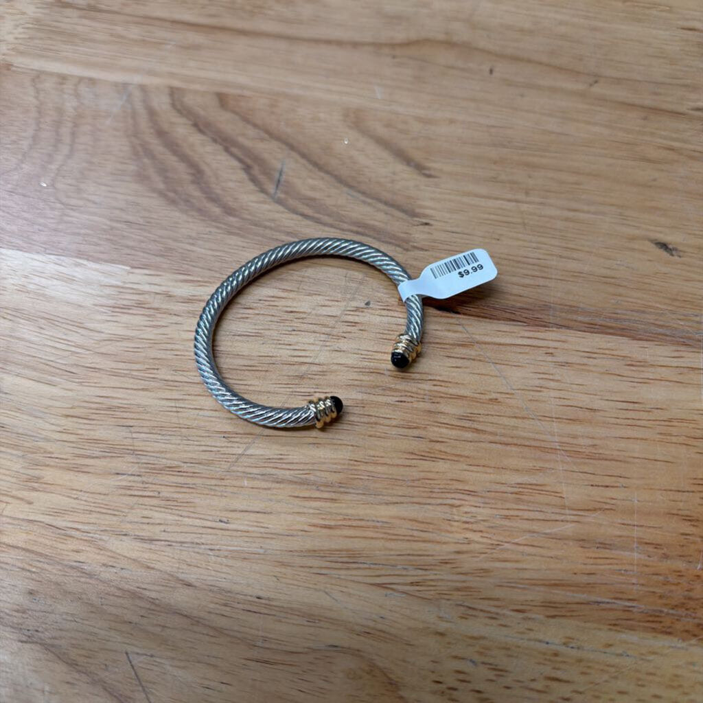 Silver/ Black Stone Detail Wrap Bracelet