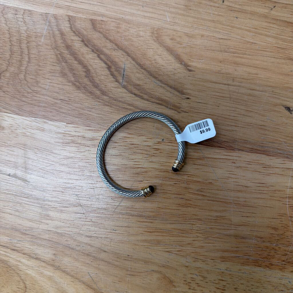 Silver/ Black Stone Detail Wrap Bracelet