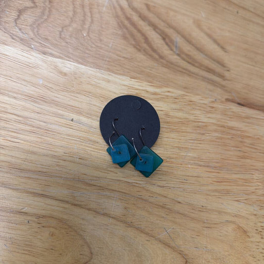 Blue Square Stone Earrings