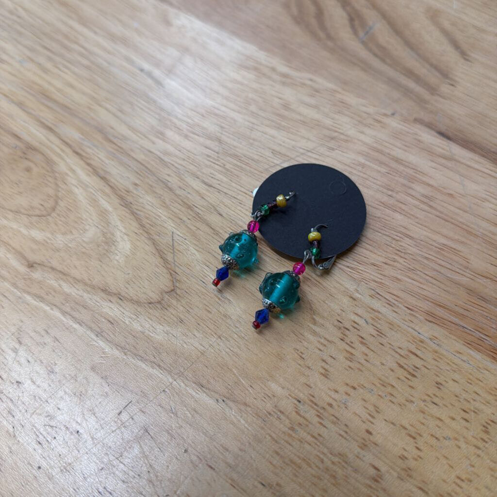 Multi Color Beaded Drop Earrings