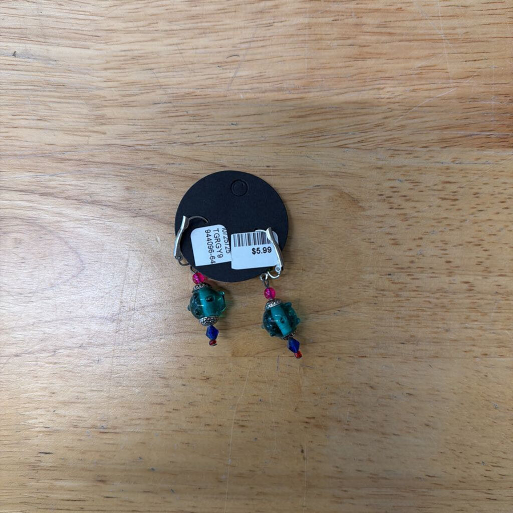 Multi Color Beaded Drop Earrings