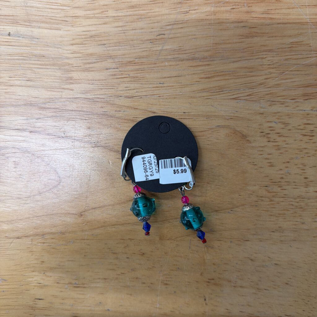 Multi Color Beaded Drop Earrings