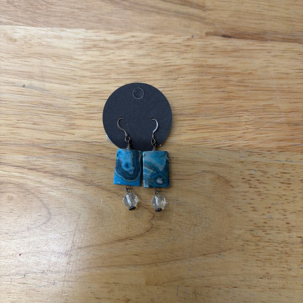 Silver/ Blue Stone Drop Earrings