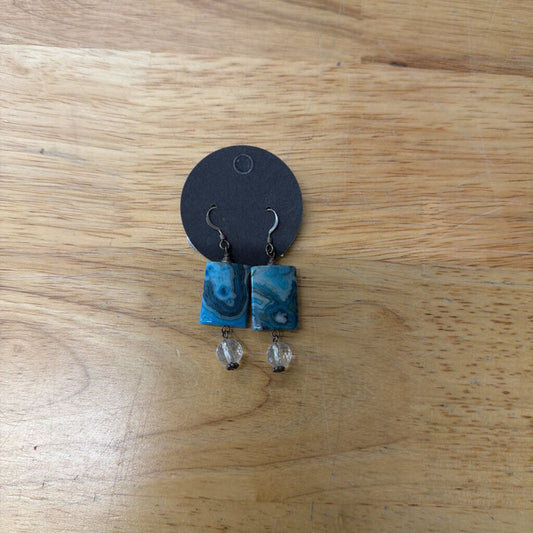 Silver/ Blue Stone Drop Earrings