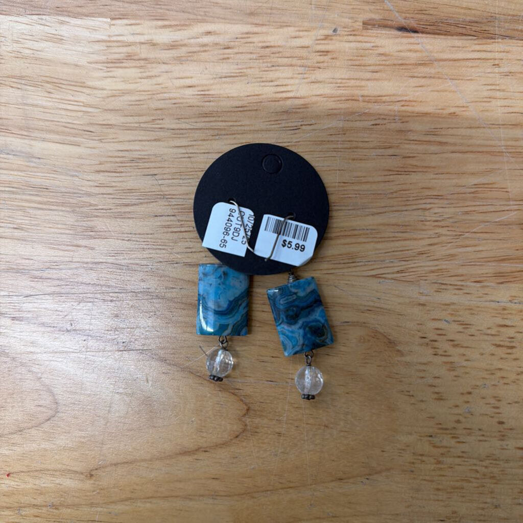 Silver/ Blue Stone Drop Earrings