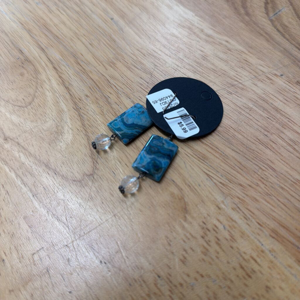 Silver/ Blue Stone Drop Earrings