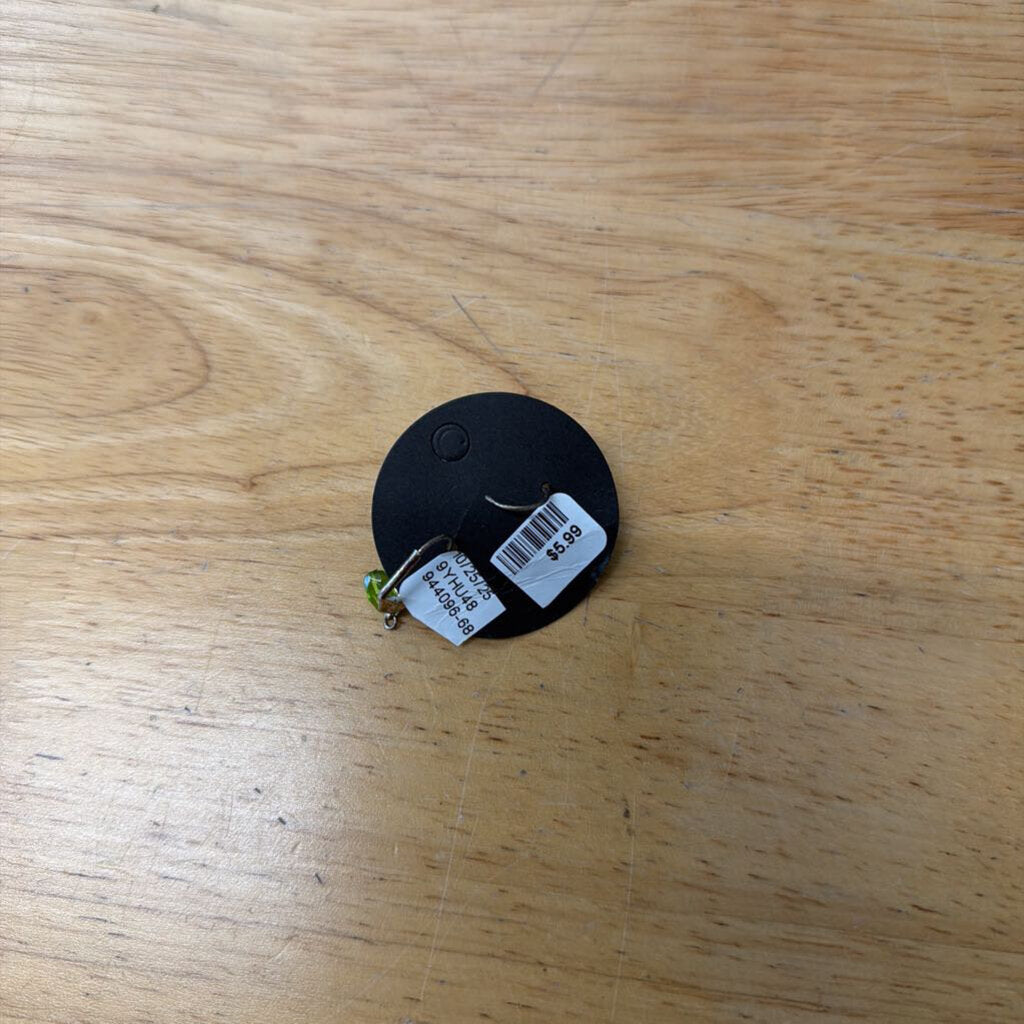 Silver/ Green Rhinestone Drop Earrings