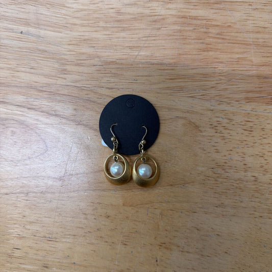 Gold/ Pearl Circle Drop Earrings
