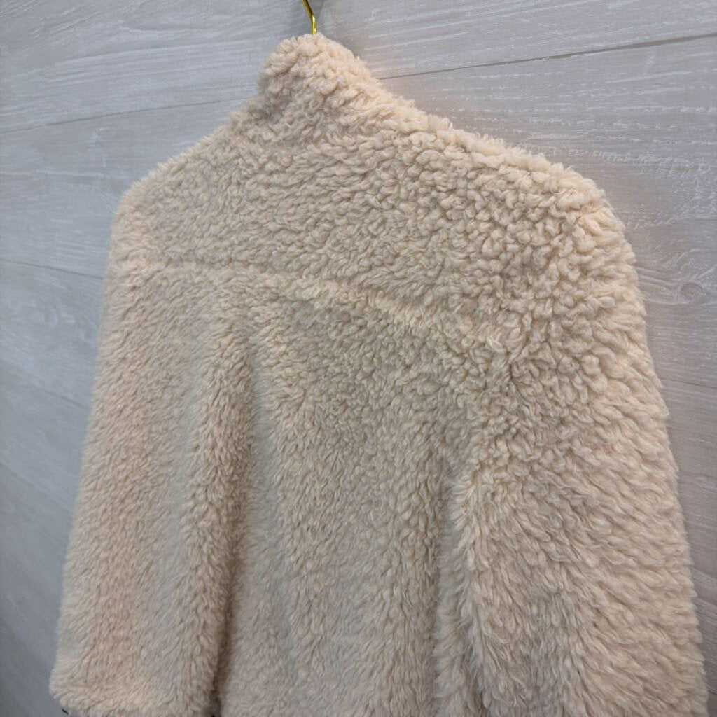 Thread and Supply Cream/ Black Trim Soft Sherpa Cropped Jacket Small