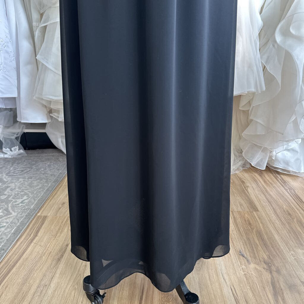 Christina Wu Flutter Sleeve Long Chiffon Dress 0