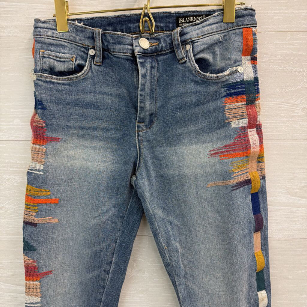 Blank NYC Embroidered Leg Denim 26