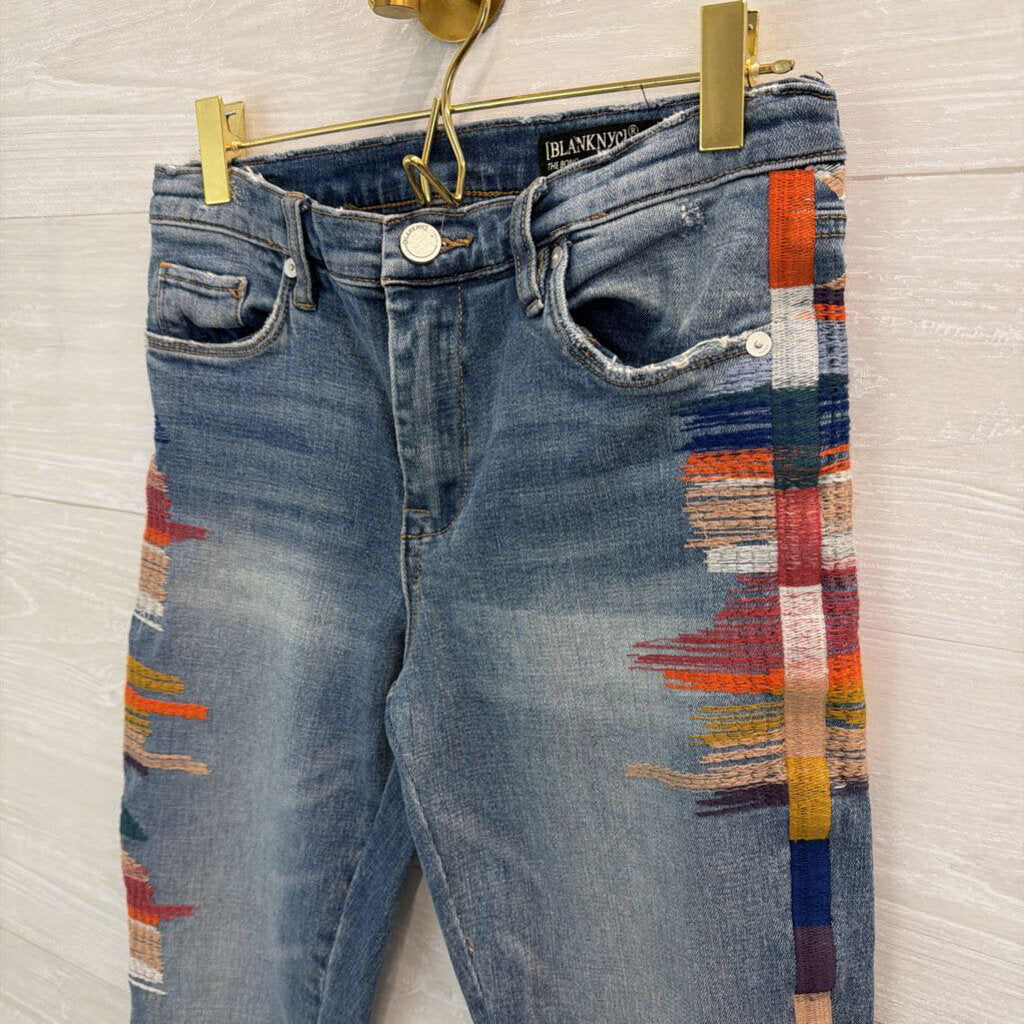 Blank NYC Embroidered Leg Denim 26