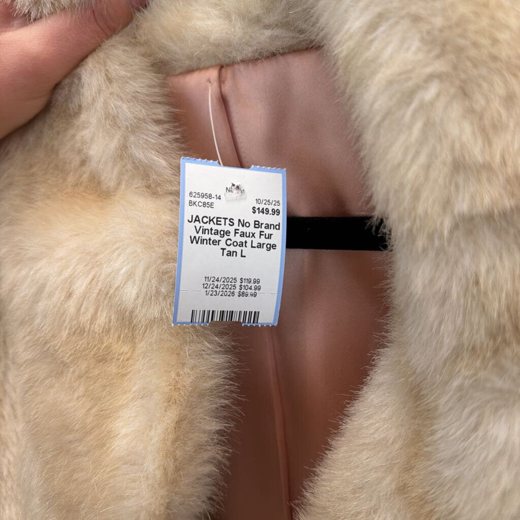 Vintage Faux Fur Winter Coat Large