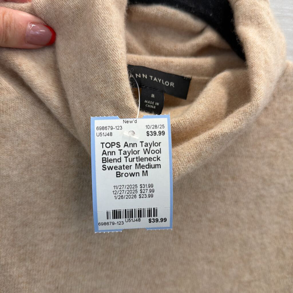 Ann Taylor Wool Blend Turtleneck Sweater Medium