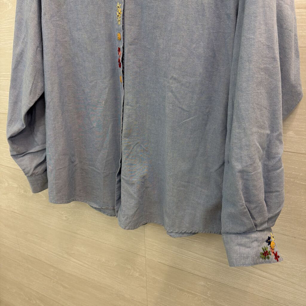 Vintage Koret City Blues Embroidered Top Large