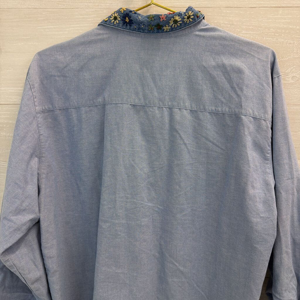 Vintage Koret City Blues Embroidered Top Large