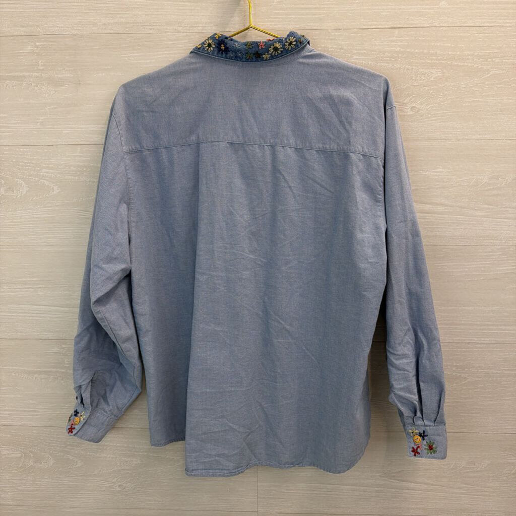 Vintage Koret City Blues Embroidered Top Large