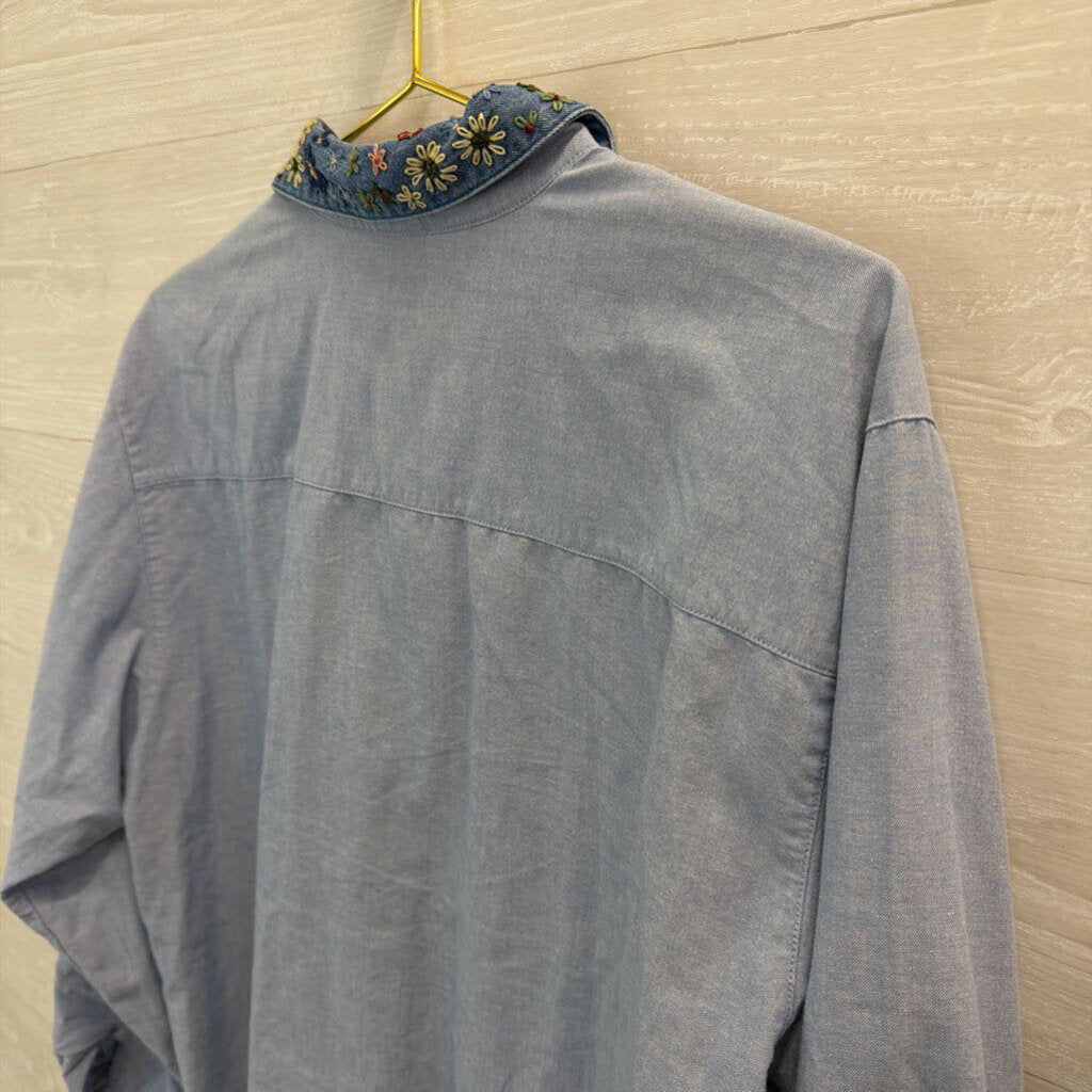 Vintage Koret City Blues Embroidered Top Large