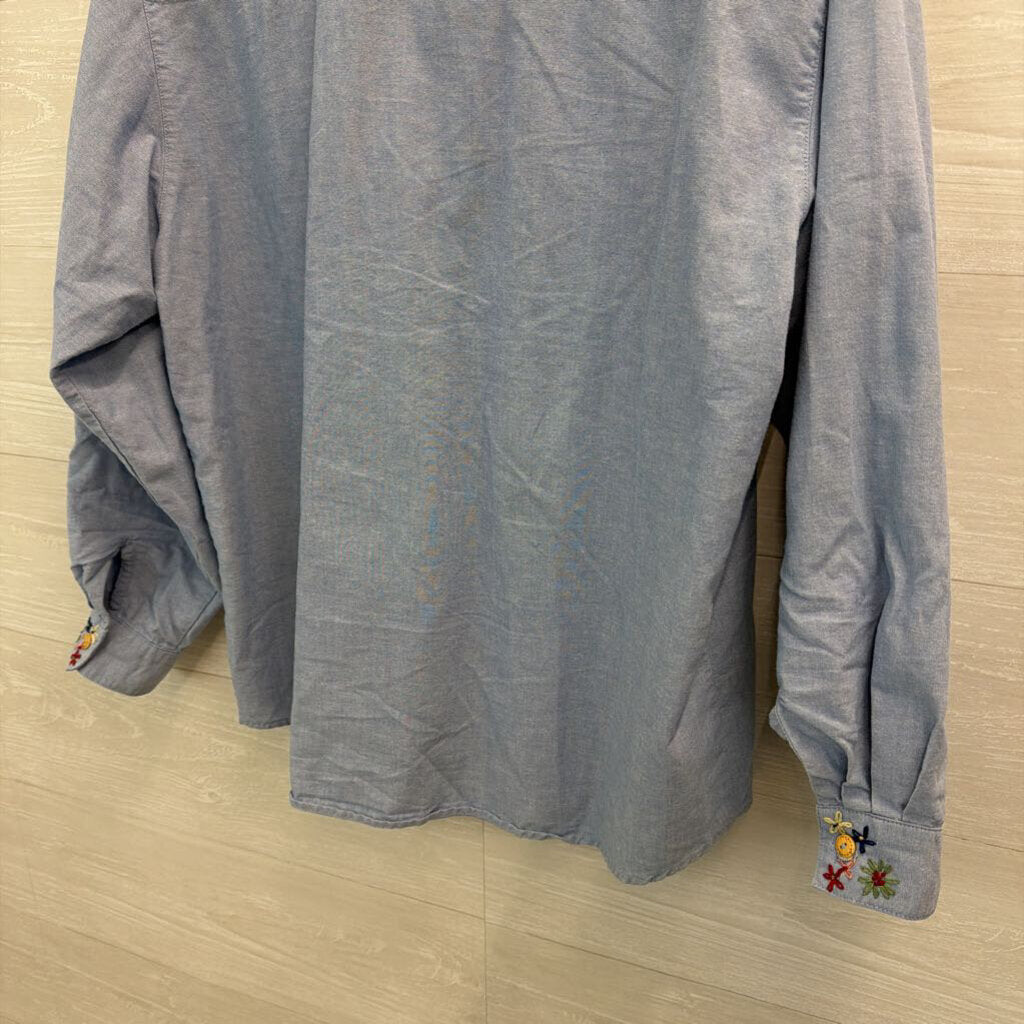 Vintage Koret City Blues Embroidered Top Large