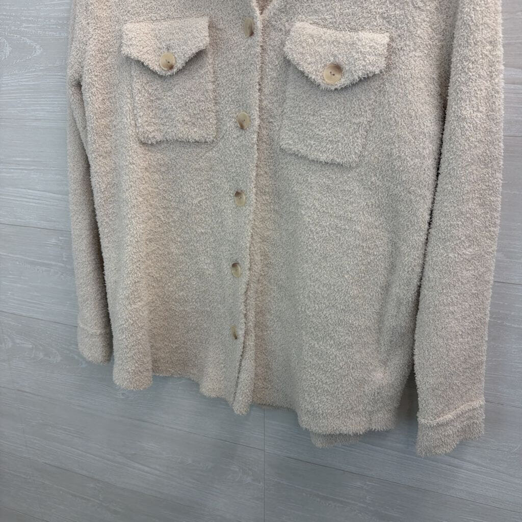 Sincerely Jules Fuzzy Button Up Top Medium
