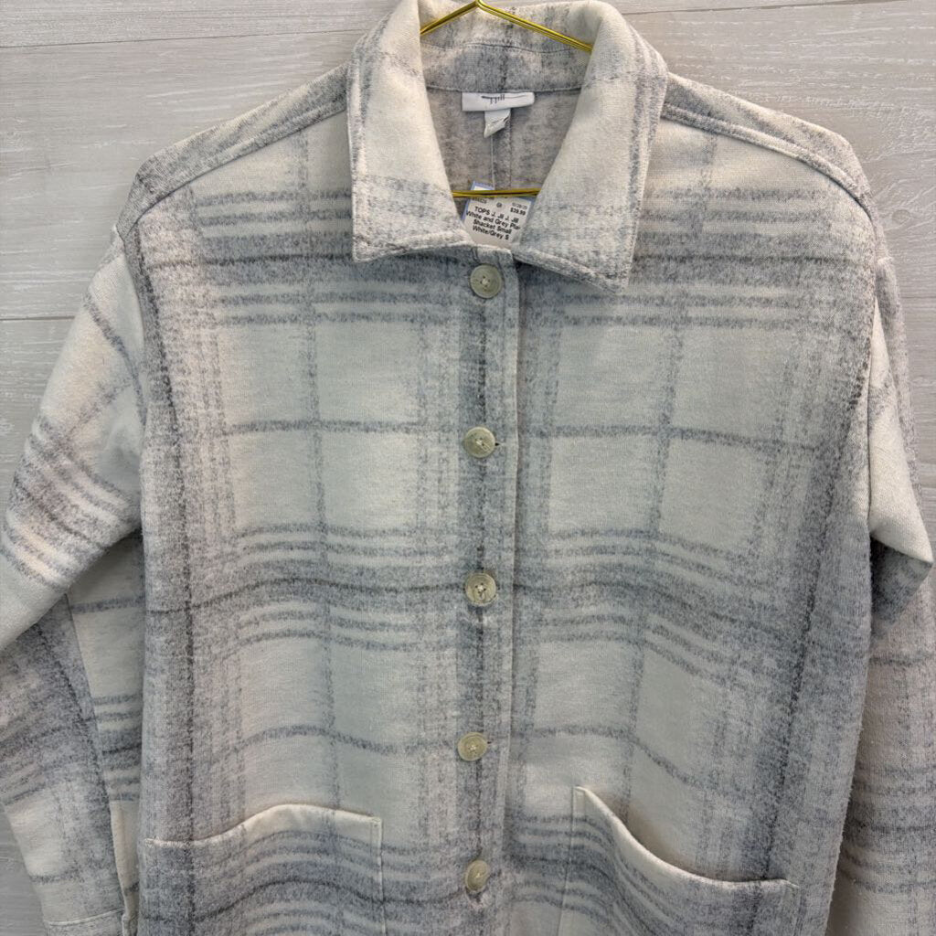 J. Jill White and Grey Plaid Shacket Small