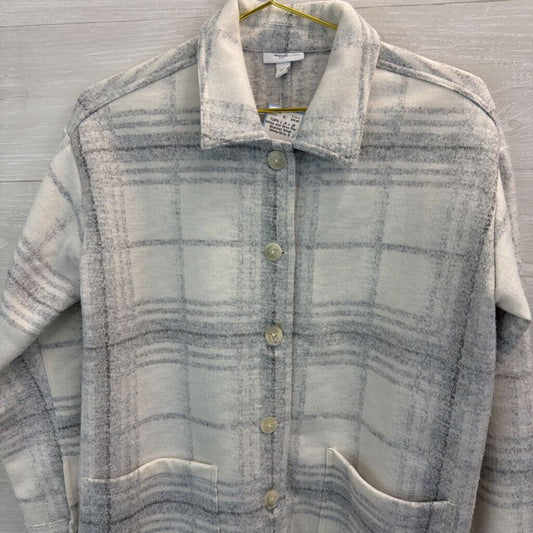 J. Jill White and Grey Plaid Shacket Small